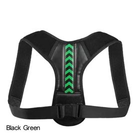Adjustable Back Shoulder Posture Corrector Belt For Clavicle Spine Support Body Reshape Pain Relief From Neck; Back And Shoulder ( Buy A Size Up (Color: Black Green, size: M(40-80KG))